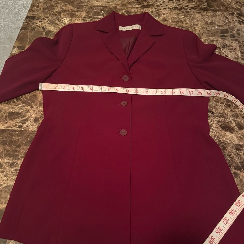 Apostrophe Blazer Size Medium Polyester Burgundy … - image 4